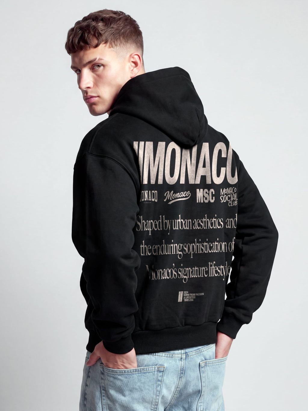 MONACO AESTHETIC HOODIE - BLACK