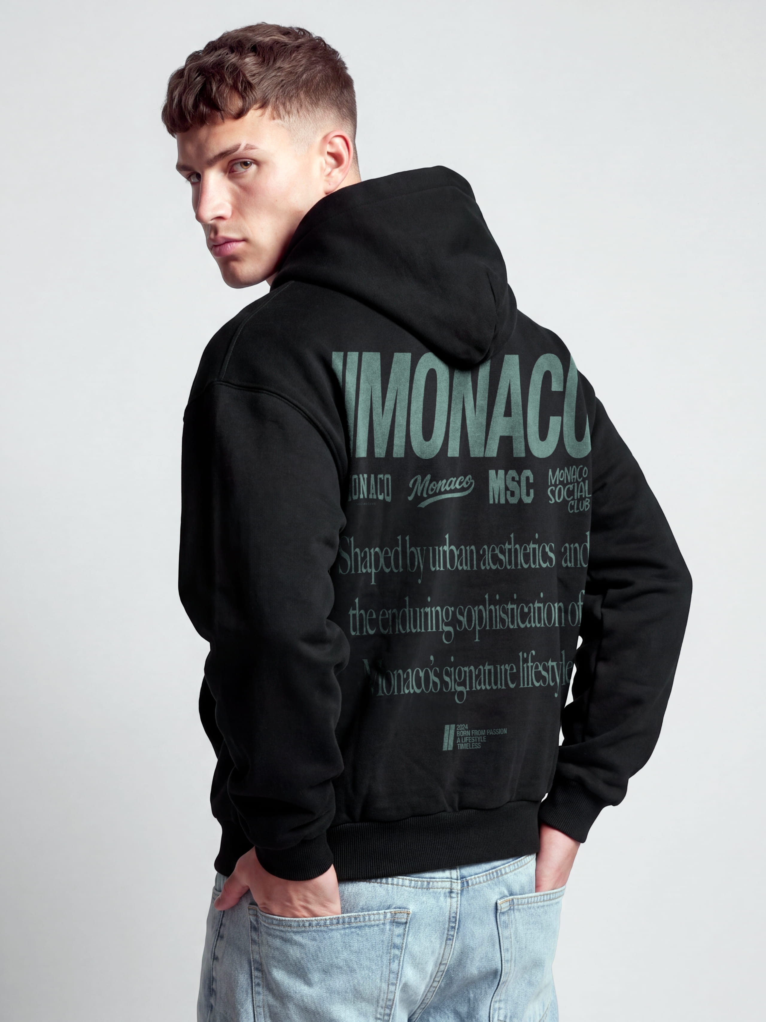 MONACO AESTHETIC HOODIE - BLACK