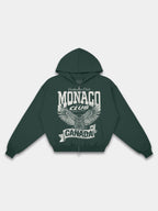 The Authentic Club Heavyweight Full-Zip Hoodie in Pine Green — Monaco Social Club streetwear