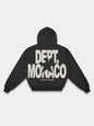 Blur Dept. Heavyweight Full-Zip Hoodie in Faded Black with stacked Monaco typography and star graphic — Monaco Social Club streetwear