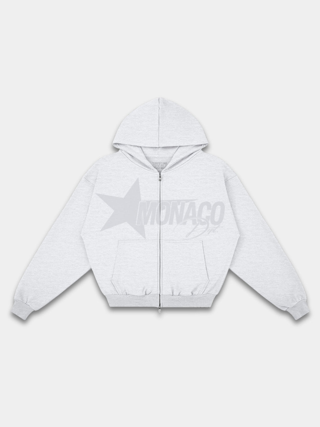 Monaco Dept. Heavyweight Full-Zip Hoodie in heather gray — Monaco Social Club streetwear