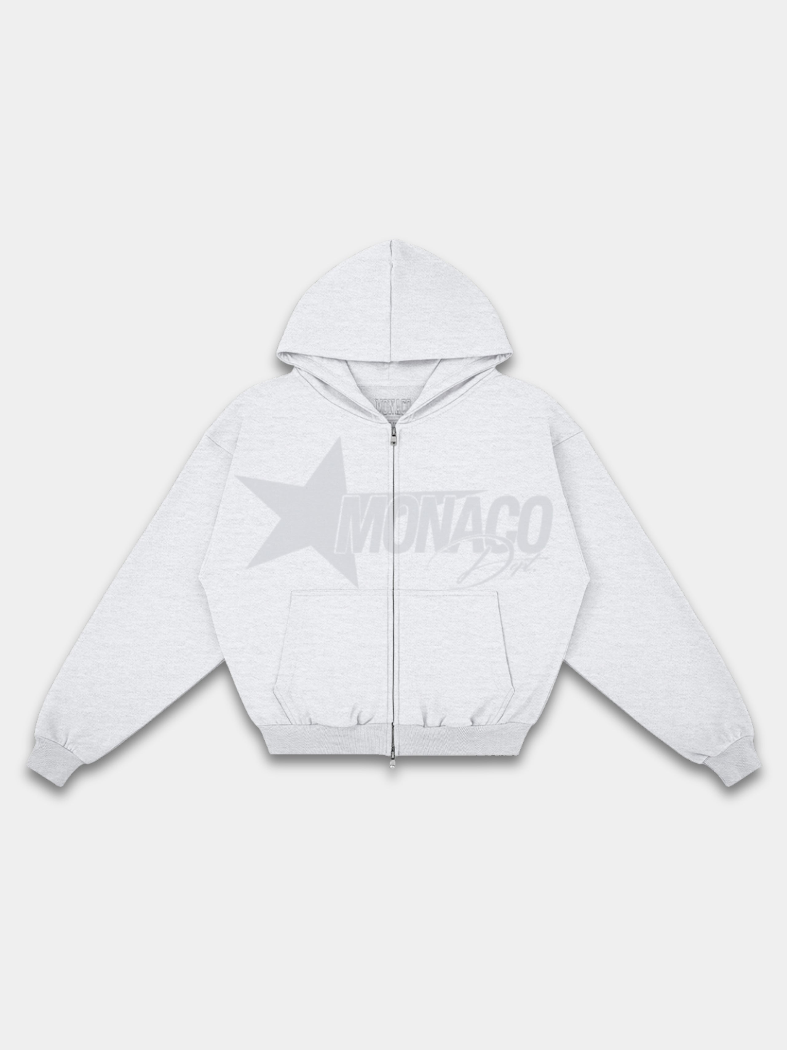Monaco Dept. Heavyweight Full-Zip Hoodie in heather gray — Monaco Social Club streetwear