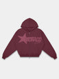 Monaco Dept. Heavyweight Full-Zip Hoodie in Merlot — Monaco Social Club streetwear