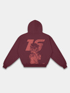 Racer No. 16 Heavyweight Full-Zip Hoodie in Burgundy with tonal racing driver graphic — Monaco Social Club streetwear