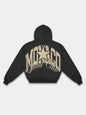 The Varsity Heavyweight Full-Zip Hoodie in Black with arched Monaco graphic — Monaco Social Club streetwear