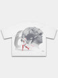 White Next Chapter tee, back view with helmet portrait, No. 6 player and motivational text.
