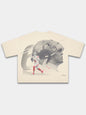 Ivory Next Chapter boxy tee by Monaco, back view with large 6 and football player graphic.