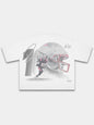 White Monaco No. 10 Franchise tee, back print with red-facemask helmet and quarterback in motion.