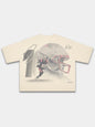 Monaco No. 10 Franchise heavyweight boxy tee in ivory, back view with helmet and quarterback graphic.