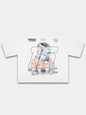 #16 Racing Series Heavyweight Boxy Tee in White with hand-sketched racing driver portrait and MSC Championship badges — Monaco Social Club streetwear