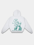 Racer No. 63 Heavyweight Full-Zip Hoodie in Ash Grey with teal racing driver graphic — Monaco Social Club