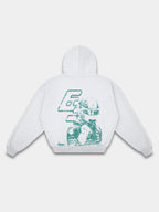 Racer No. 63 Heavyweight Full-Zip Hoodie in Ash Grey with teal racing driver graphic — Monaco Social Club