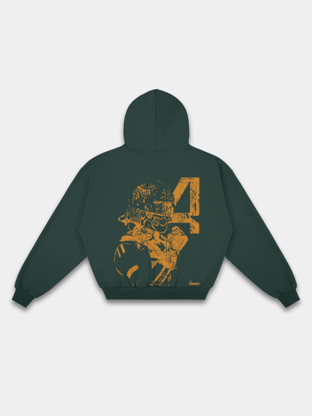 Racer No. 04 Heavyweight Full-Zip Hoodie in Faded Black with papaya-orange racing driver graphic — Monaco Social Club streetwear
