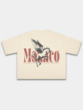 The Pegasus Heavyweight Boxy Tee in Cream with winged horse and red Monaco serif wordmark graphic — Monaco Social Club streetwear