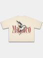 The Pegasus Heavyweight Boxy Tee in Cream with winged horse and red Monaco serif wordmark graphic — Monaco Social Club streetwear