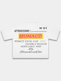 White Trackside boxy tee, back view with Monaco Social Club racing text and crossed flags.