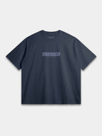 The Tonal Heavyweight Tee in Midnight Navy with tone-on-tone Monaco Social Club chest print — Monaco Social Club streetwear