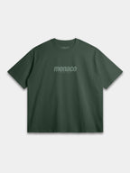 The Tonal Heavyweight Tee in Forest Green with tone-on-tone Monaco Social Club chest print — Monaco Social Club streetwear
