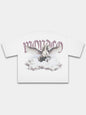 The Olympus Heavyweight Boxy Tee in White with Pegasus rising through clouds under gothic Monaco lettering — Monaco Social Club streetwear